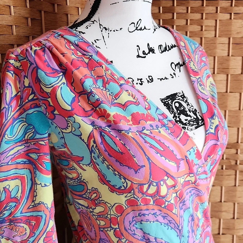 Lilly Pulitzer, Summer, Spring, Adriana Jersey V-neck, Colorful Wrap Maxi Dress - Picture 5 of 9